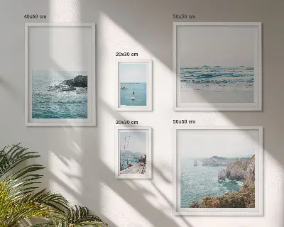 Wandbilder-Set fürs Sofa mit ruhigen Motiven von Meerblick, Stränden und Klippen