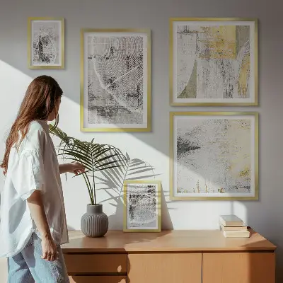 Modernes Wandbilder-Set mit abstrakten neutralen Mustern