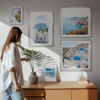 Bildergalerie-set für die wand Häuser am blauen Meer von Santorin