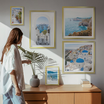Bildergalerie-set für die wand Häuser am blauen Meer von Santorin