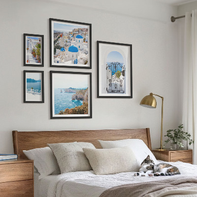 Bildergalerie-set für die wand Häuser am blauen Meer von Santorin