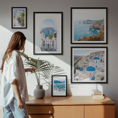 Bildergalerie-set für die wand Häuser am blauen Meer von Santorin