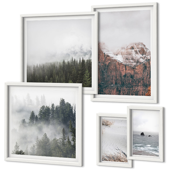 Bildergalerie-set für die wand Landschaften, Berge, Wälder, Wolken