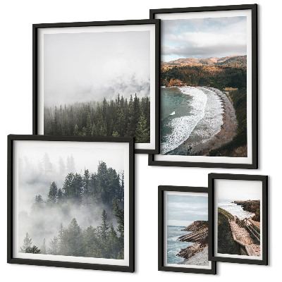 Modernes wandbilder-set Küstenlandschaften, Bergwälder