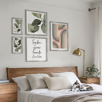 Modernes wandbilder-set Stilvolle florale Akzente, geometrische