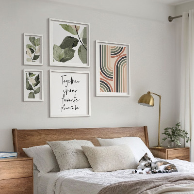 Modernes wandbilder-set Stilvolle florale Akzente, geometrische