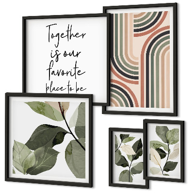 Modernes wandbilder-set Stilvolle florale Akzente, geometrische