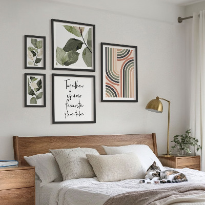 Modernes wandbilder-set Stilvolle florale Akzente, geometrische