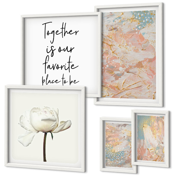 Modernes wandbilder-set Abstrakte Blumen mit Slogans