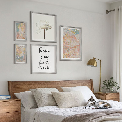 Modernes wandbilder-set Abstrakte Blumen mit Slogans