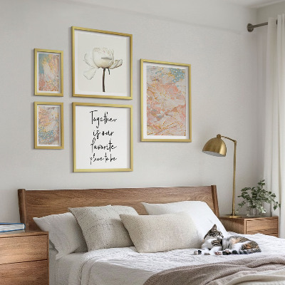 Modernes wandbilder-set Abstrakte Blumen mit Slogans