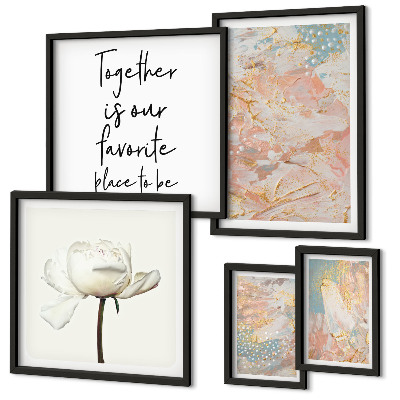 Modernes wandbilder-set Abstrakte Blumen mit Slogans