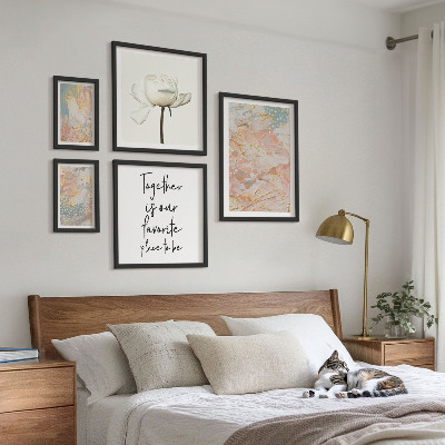 Modernes wandbilder-set Abstrakte Blumen mit Slogans