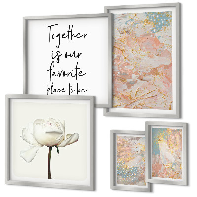 Modernes wandbilder-set Abstrakte Blumen mit Slogans