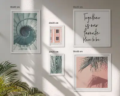 Modernes Wandbilder-Set mit stilvollen geometrischen Motiven für die Inneneinrichtung