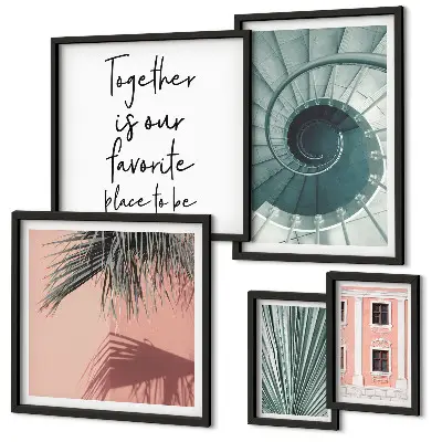 Modernes Wandbilder-Set mit stilvollen geometrischen Motiven für die Inneneinrichtung