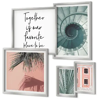Modernes Wandbilder-Set mit stilvollen geometrischen Motiven für die Inneneinrichtung