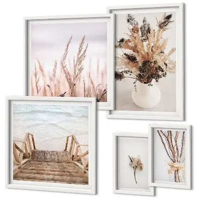 Bildergalerie-Set für die Wand mit Motiv stilvolle Trockenpflanzen und Wasser