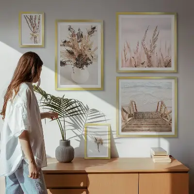 Bildergalerie-Set für die Wand mit Motiv stilvolle Trockenpflanzen und Wasser