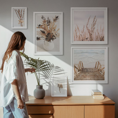 Bildergalerie-set für die wand Stilvolle Trockenpflanzen und Wasser