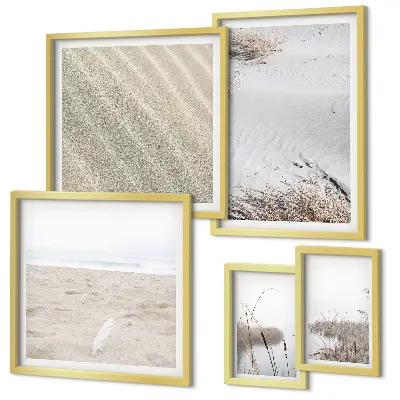 Modernes Wandbilder-Set mit minimalistischen Strandmotiven