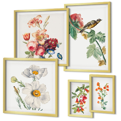 Bildergalerie-set für die wand Blumen- und Vogel-Vintage-Dekorationen