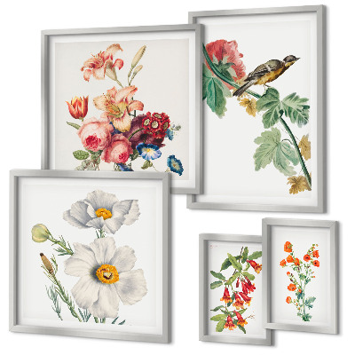 Bildergalerie-set für die wand Blumen- und Vogel-Vintage-Dekorationen