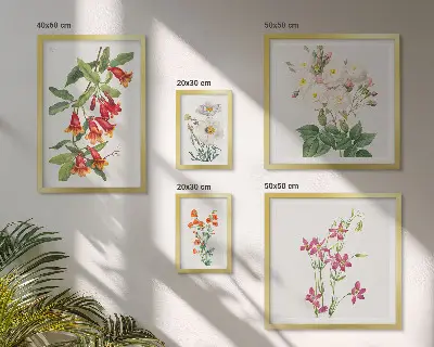Bilderset fürs Sofa mit floralen botanischen Motiven