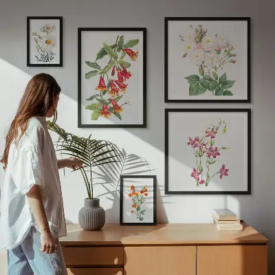 Bilderset fürs Sofa mit floralen botanischen Motiven