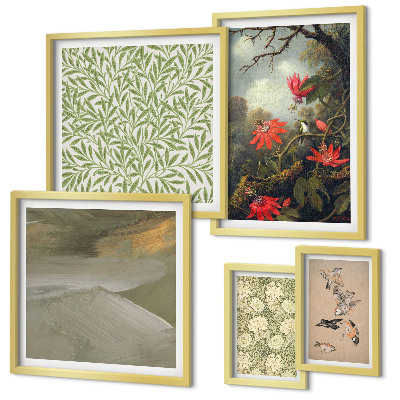 Modernes wandbilder-set Blumen, Vögel, Naturmotive