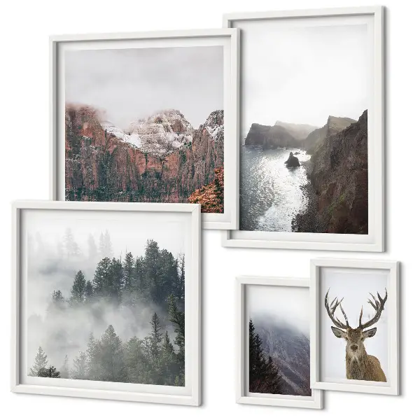 Modernes Wandbilder-Set mit Wildtierlandschaften
