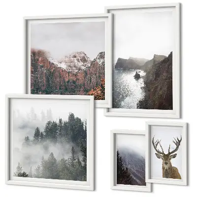 Modernes Wandbilder-Set mit Wildtierlandschaften