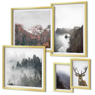 Modernes Wandbilder-Set mit Wildtierlandschaften