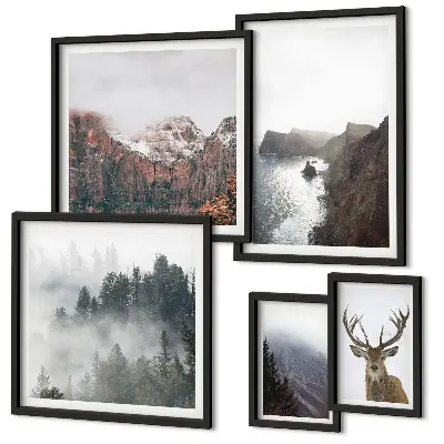 Modernes Wandbilder-Set mit Wildtierlandschaften