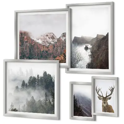 Modernes Wandbilder-Set mit Wildtierlandschaften