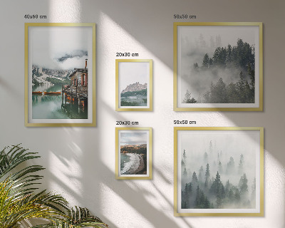 Modernes wandbilder-set Berglandschaften, Hütten, Wasser