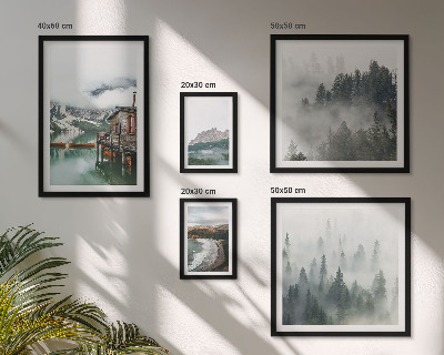 Modernes wandbilder-set Berglandschaften, Hütten, Wasser
