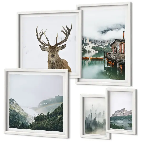 Modernes Wandbilder-Set mit Berglandschaften