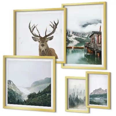 Modernes Wandbilder-Set mit Berglandschaften