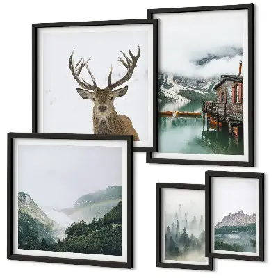 Modernes Wandbilder-Set mit Berglandschaften