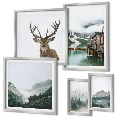 Modernes Wandbilder-Set mit Berglandschaften