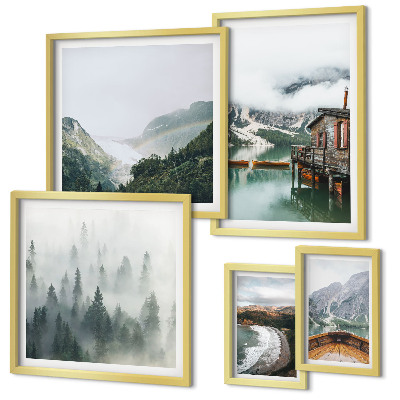 Bildergalerie-set für die wand Berglandschaften, Häuser, Wasser