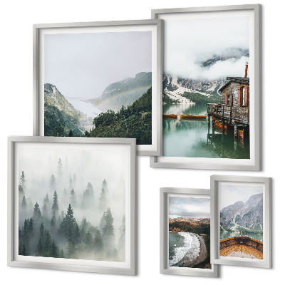 Bildergalerie-set für die wand Berglandschaften, Häuser, Wasser