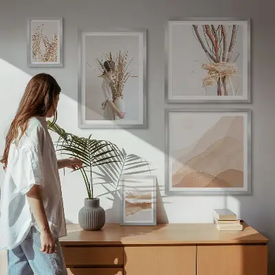 Bilderset fürs Sofa mit stilvollen Boho-Pflanzenlandschaften