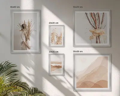 Bilderset fürs Sofa mit stilvollen Boho-Pflanzenlandschaften