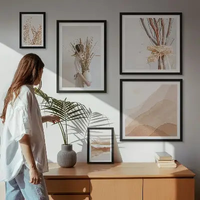 Bilderset fürs Sofa mit stilvollen Boho-Pflanzenlandschaften