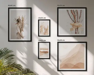 Bilderset fürs Sofa mit stilvollen Boho-Pflanzenlandschaften