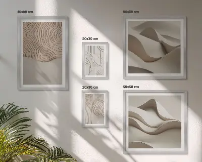 Modernes Wandbilder-Set mit abstrakten beigen Mustern