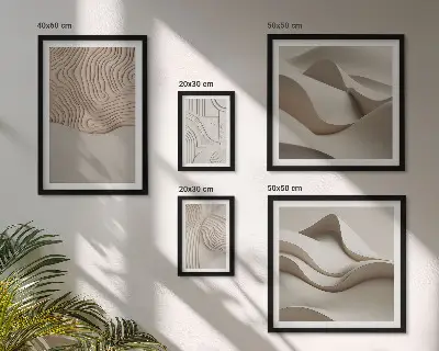 Modernes Wandbilder-Set mit abstrakten beigen Mustern
