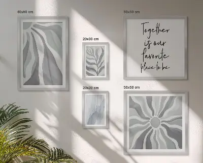 Modernes Wandbilder-Set mit abstrakten grauen und weißen Mustern